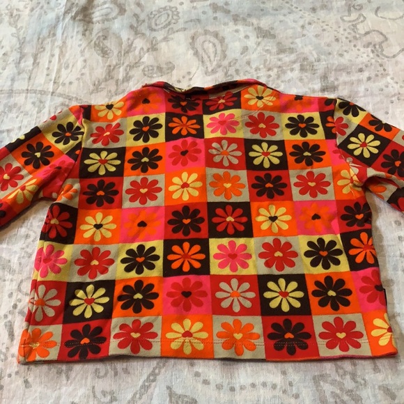 Moschino Junior Flower Orange Red Long Sleeve Zip Shirt Sz Girls 8 - Picture 10 of 15